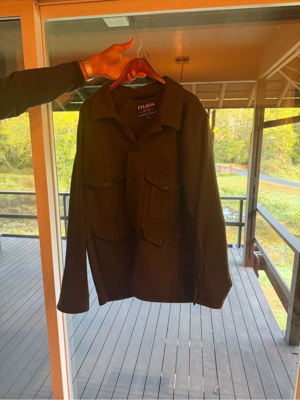 Filson Dark Green Wool Pea Coat